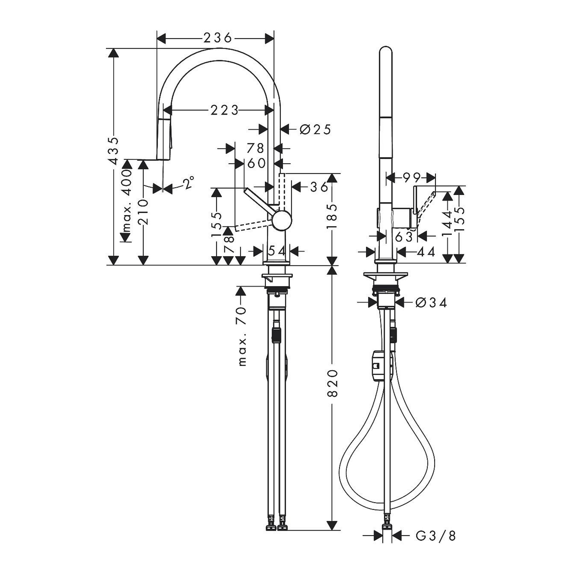 Кухненски смесител hansgrohe Talis MB54-H210 2Jet Pull-Out Matt Black ...
